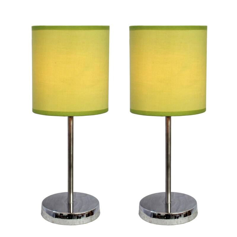 11.81 in. Chrome Finish Table Lamp with Green Shade, Sturdy Table Lamp for Living Rooms and Bedrooms