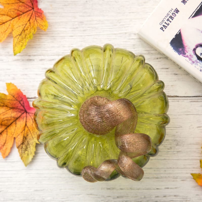 Glitzhome Fall Harvest Handblown Glass Pumpkins Set Thanksgiving Table Centerpieces