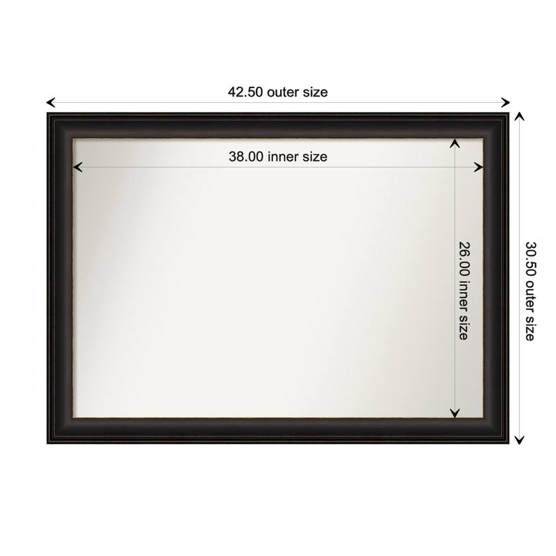 Trio Oil Rubbed Bronze Framed Non-Beveled Custom Wall Mirror, Bathroom Vanity Mirror - Outer Size: 42.5 x 30.5