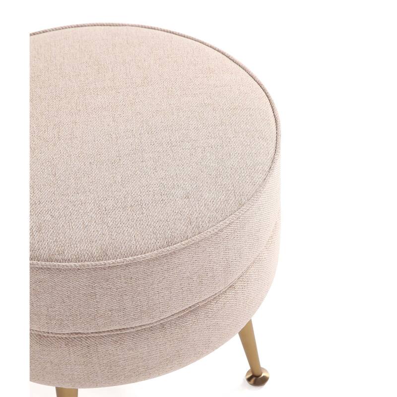 Upholstered Accent Ottoman with Metal Legs Mid Century Modern Design
