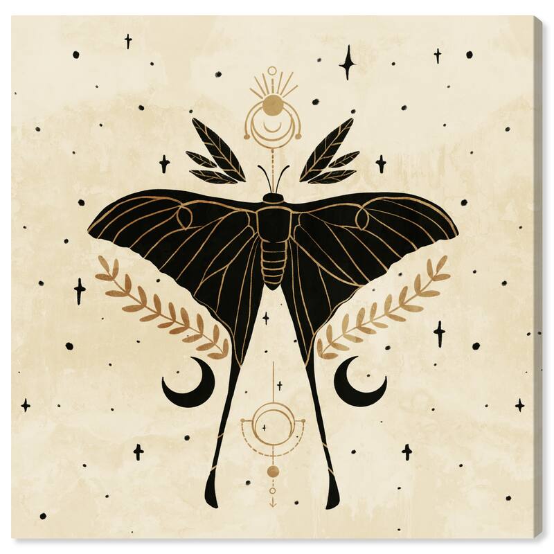 Wynwood Studio Canvas Animals Lucky Charm Black and Metallic Gold Bohemian & Eclectic Wall Art Canvas Print