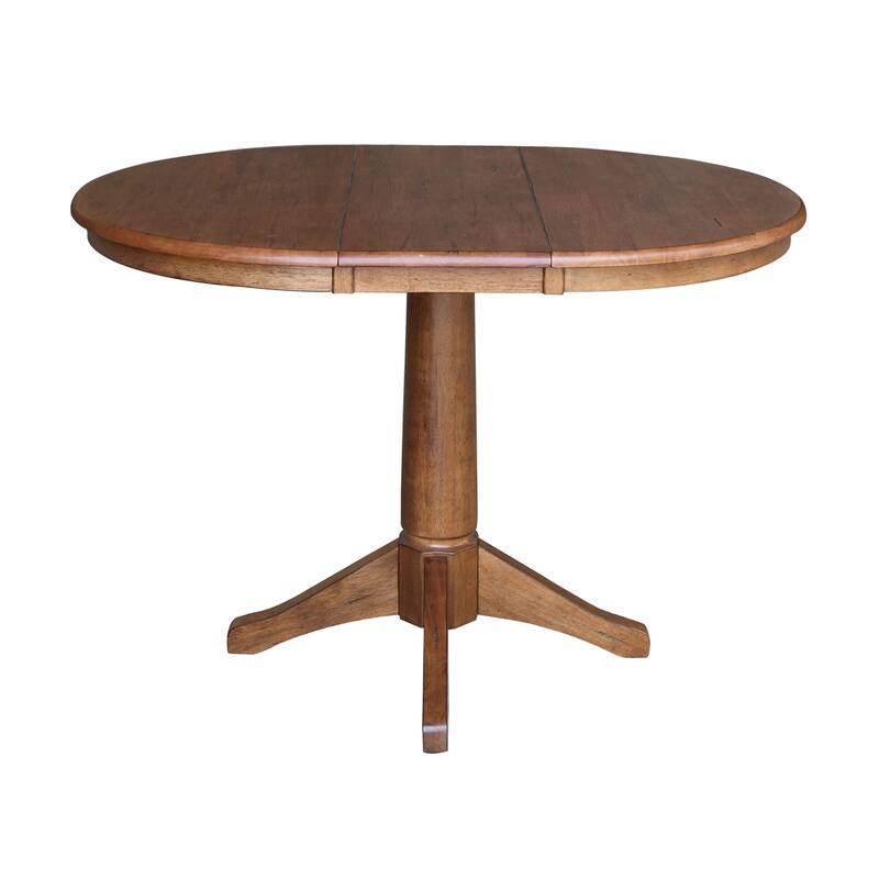 36" Round Solid Wood Extension Dining Table with 4 Dining Chairs - N/A ...
