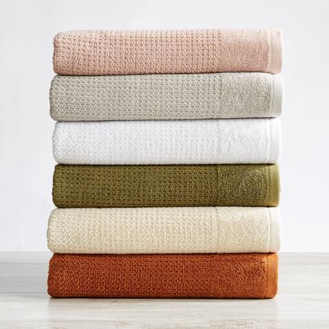 Great Bay Home Cotton Textured Quick Dry Towel Set Tessa Collection - 6 Piece Set