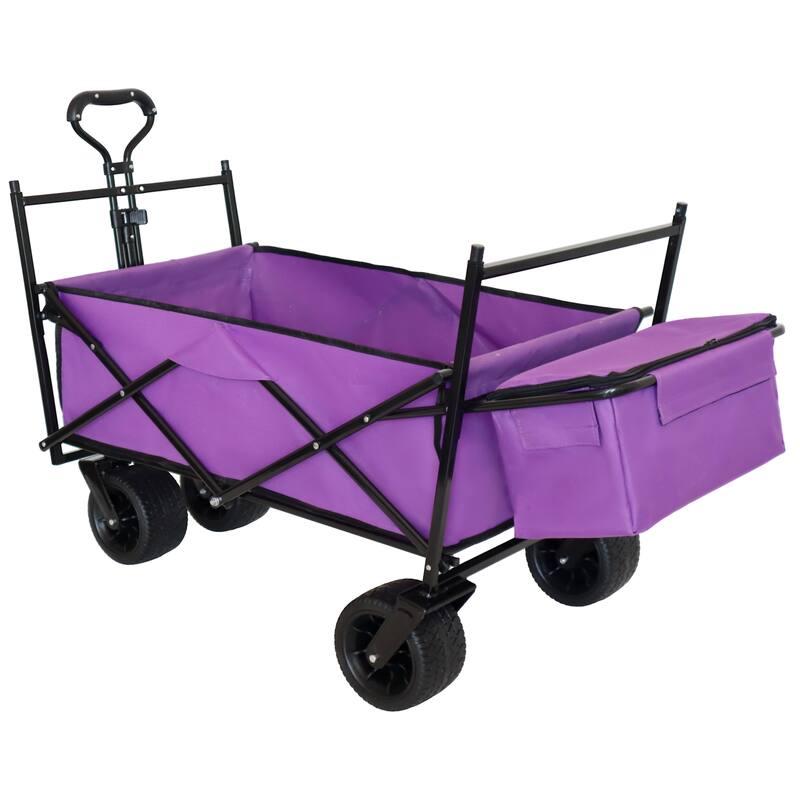 480Lbs Collapsible Wagon with Canopy,Wagon Stroller with 7" All-Terrain Wheels, Lightweight Foldable Wagon, Large Capacity