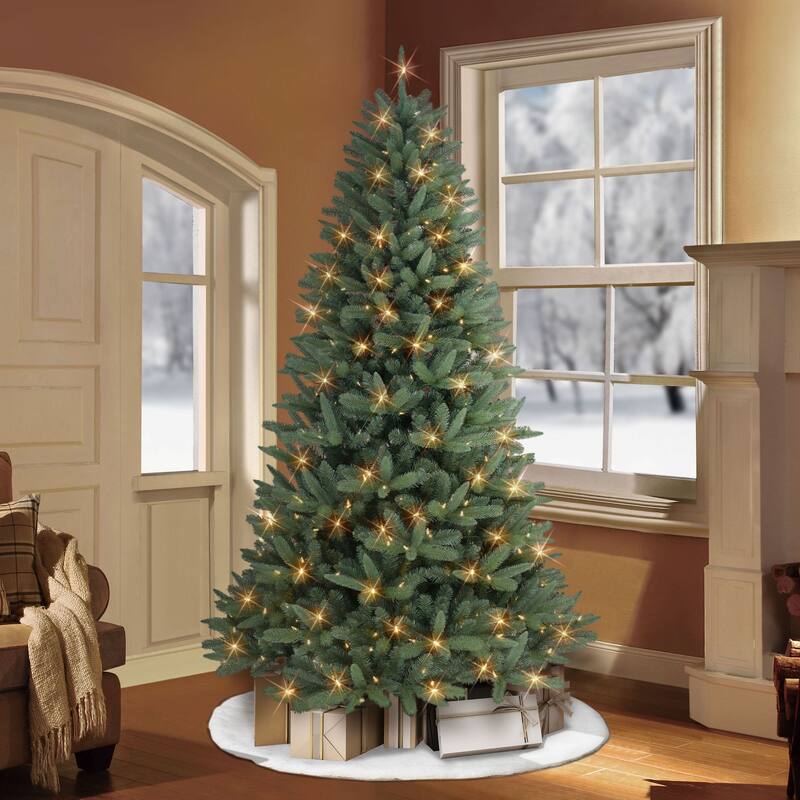 7.5' LED Monterey Spruce Artificial Christmas Tree, Warm White Lights - 7.5 Foot