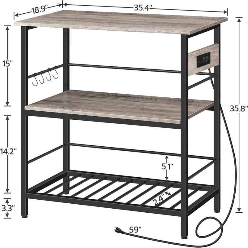 Kitchen Island with Storage - 18.9"D x 35.4"W x 35.8"H