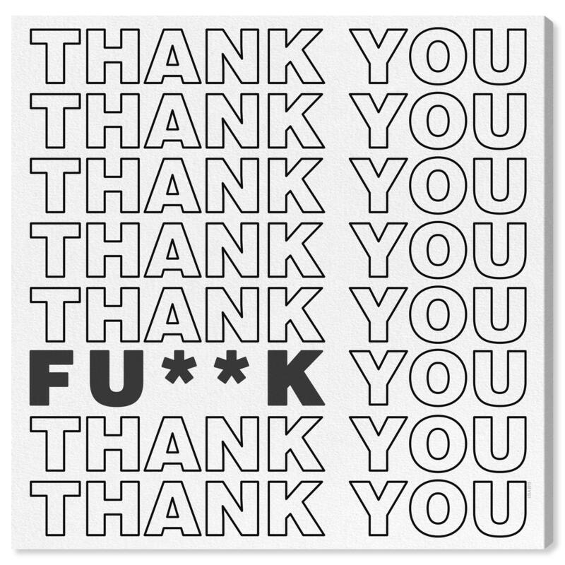 Wynwood Studio Canvas Typography and Quotes Thank You Dark White and Modern & Contemporary Wall Art Canvas Print