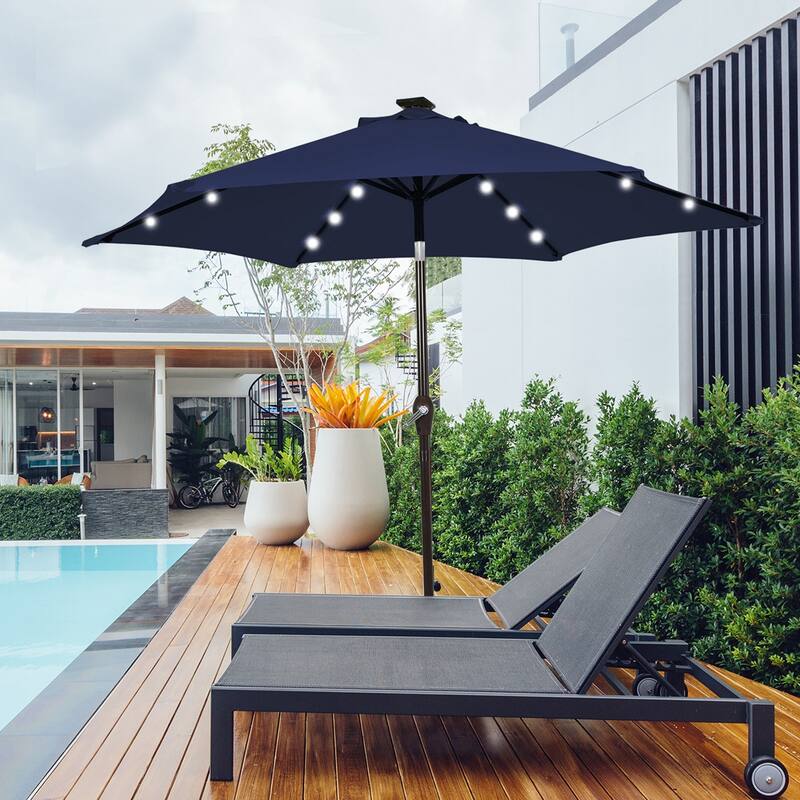 Costway 10' Solar LED Lighted Patio Market Umbrella Shade Tilt
