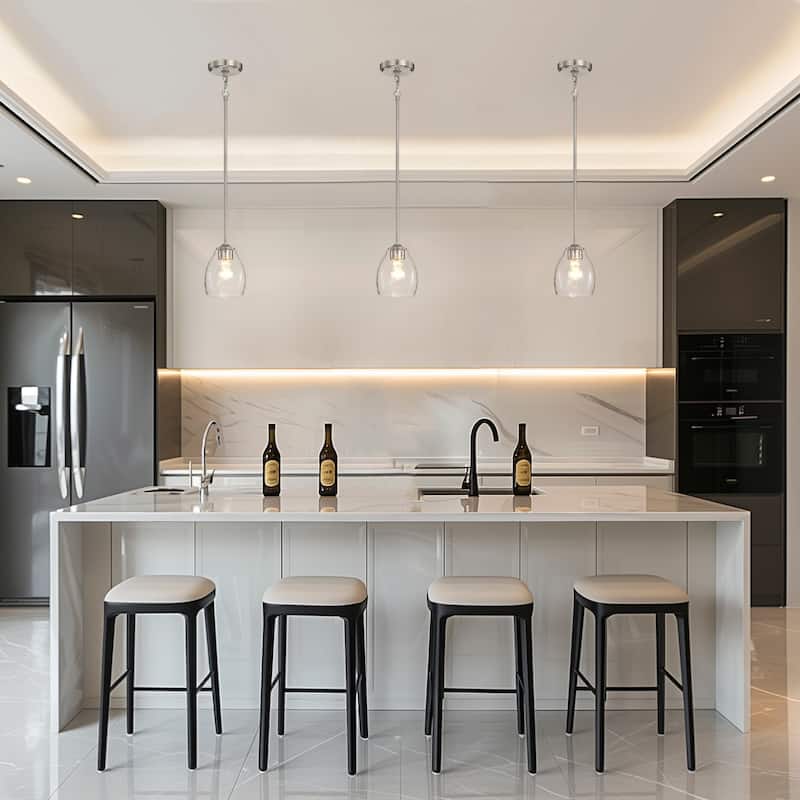 1-Light 5 inch Brushed Nickel Mini Pendant Light with Seedy Glass Shade