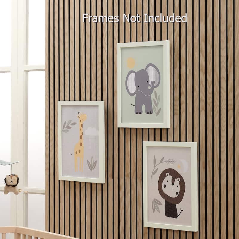 Lambs & Ivy Jungle Story 3-Piece Safari Animals Unframed Nursery Wall Art Decor