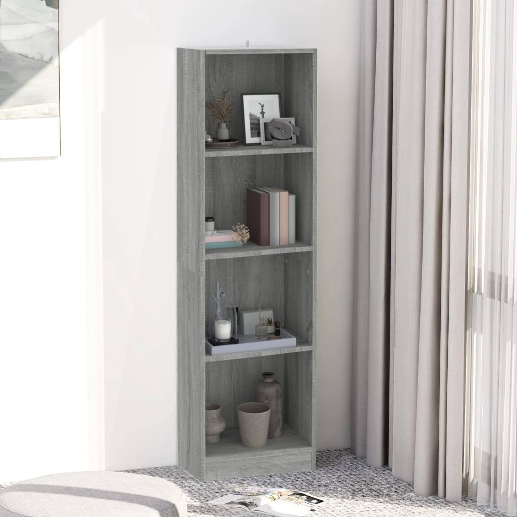 vidaXL Book Cabinet Grey sonoma Engineered wood Tall Book Cabinet - 15.7 x 9.4 x 56.3 in