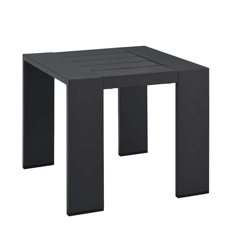Tahoe Outdoor Patio Powder-Coated Aluminum End Table - Gray - Aluminum