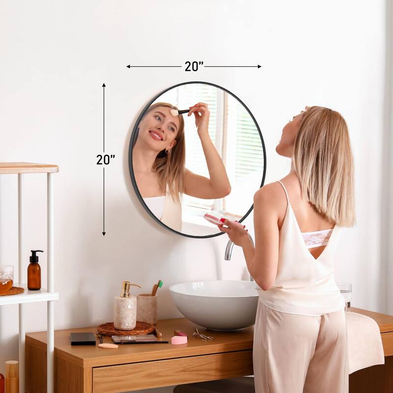 Round Mirror for Wall Decor Wall Mounted Circle Vanity Mirrors with Metal Frame Modern for Bathroom Living Room Entryway Bedroom