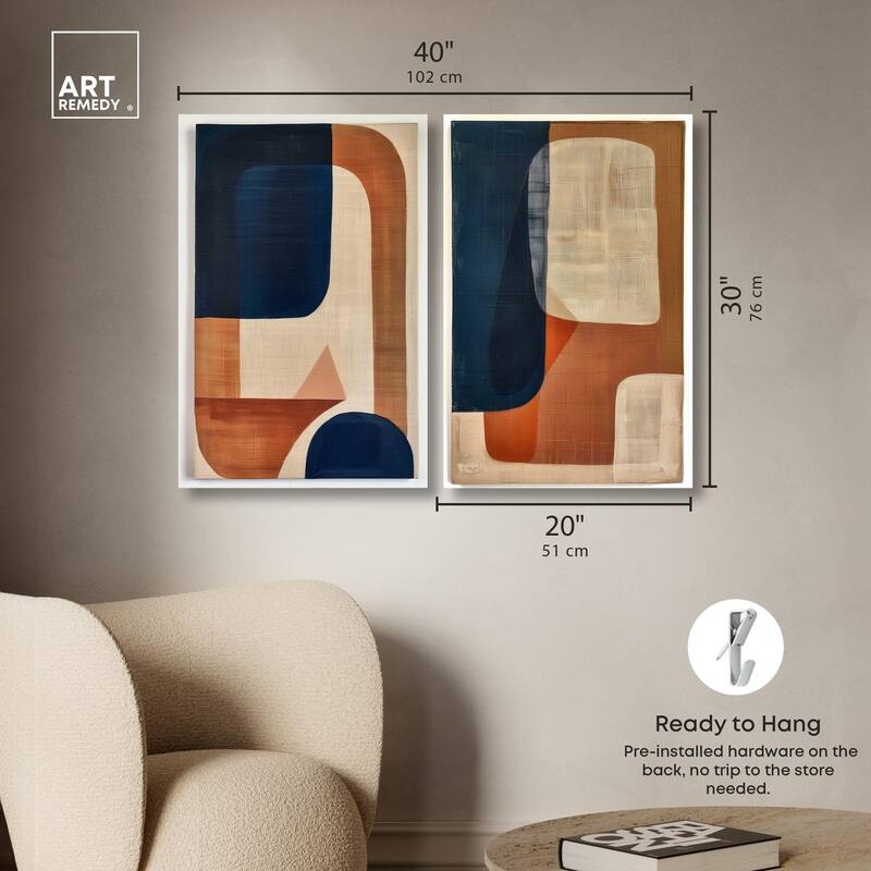 Blue Cream Set Canvas Set of 2 by Art Remedy, Gallery Wrapped