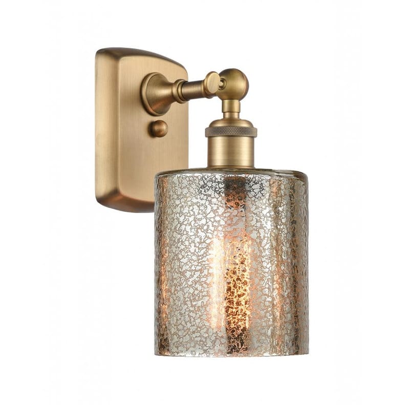 Innovations Lighting Cobbleskill 9" Tall Bathroom Sconce - Brushed Brass / Mercury