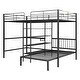 preview thumbnail 8 of 34, Luxury Full Over Twin Metal Bunk Bed with Built-in Desk, Shelves and Ladder, Large Storage Space, Sturdy and Durable