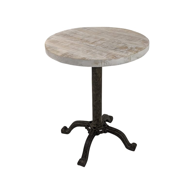 Carolina Living Colton Adjustable Vintage Table - Natural Driftwood Top - Aged Iron Base - Natural Driftwood, Aged Iron
