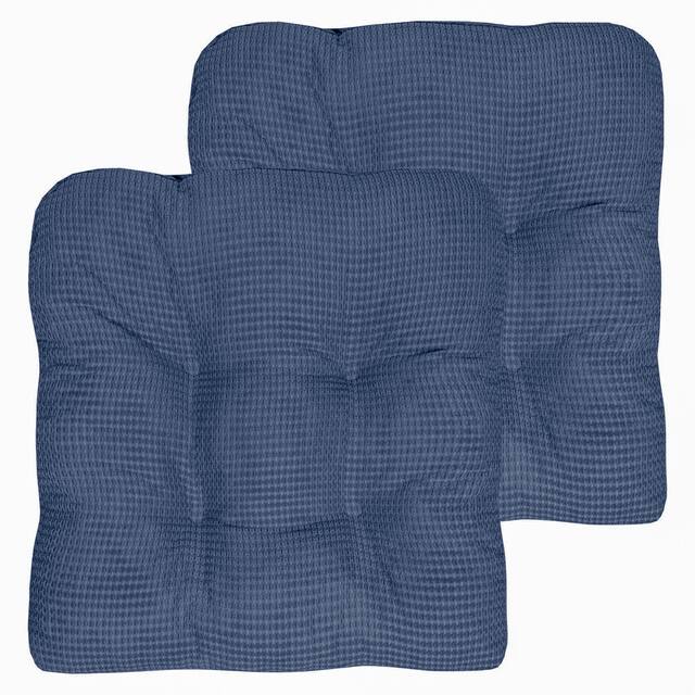 Fluffy Memory Foam Non Slip Chair Pad - Navy - Set of 2
