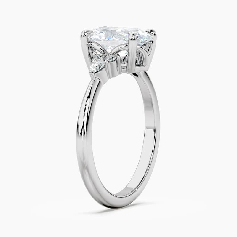 Auriya 14kt White Gold Lab Grown Oval Diamond Engagement Ring with Dainty Tapered Diamond Embrace (F-G, VS)