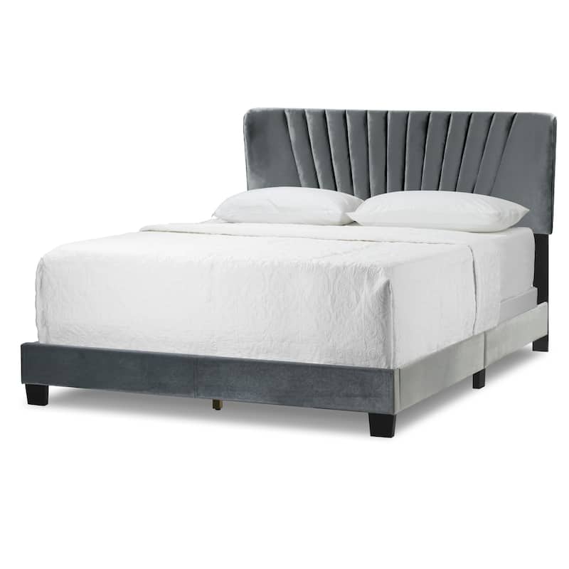 Autumn Fabric Queen Bed with Decorative Stitching
