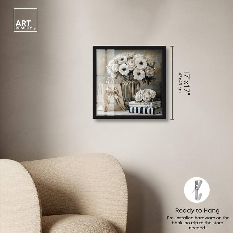 Elegant Flowers Books Neutral Shadowbox by Art Remedy