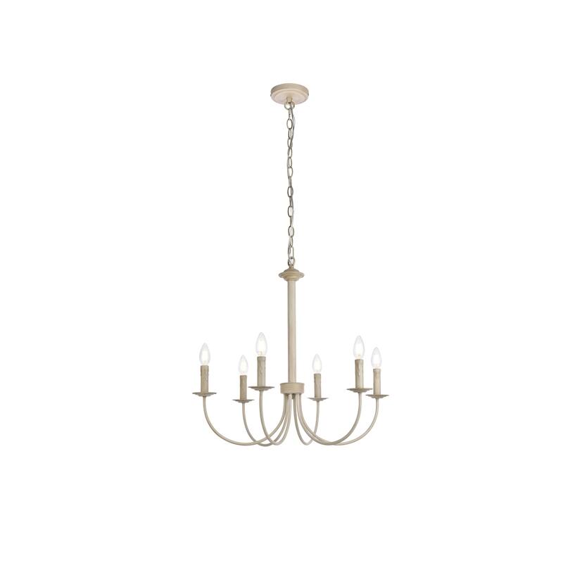 6-Light Pendant Light - Brielle Weathered Dove Finish - Dimmable Island Lighting Fixture - 24.3
