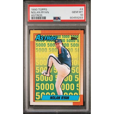 Nolan Ryan 1990 Topps Astros Baseball Card #4 Graded PSA 10 - 8'6" x 11'6"