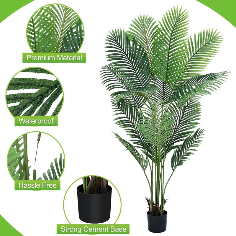 Artificial Areca Palm Tree Fake Plant, 5FT Faux Dypsis Lutescens Plant Tropical Tree - 70 Inch
