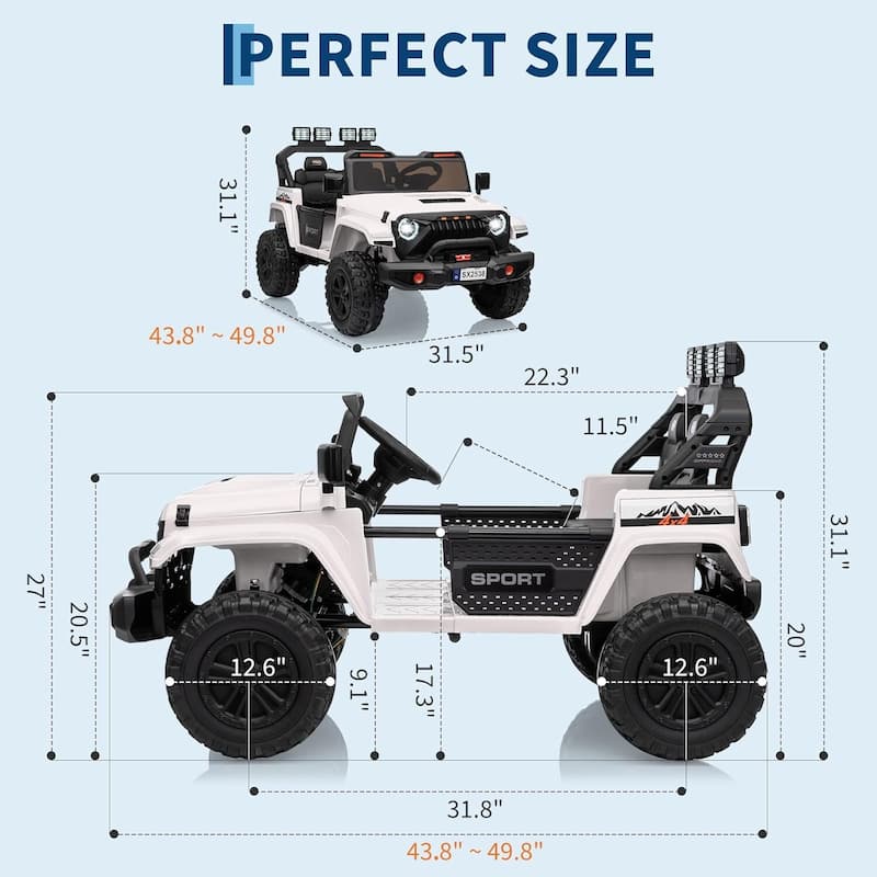 2 Seater Electric Toys Ride On Car with Remote Control, Vehicles for Kids