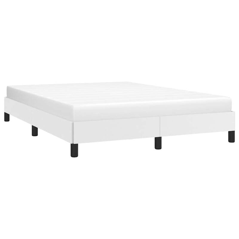 Ceri Full Size Bed Frame, White Faux Leather, Low Profile Legs