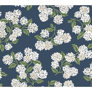 Hydrangea Navy and White Peel and Stick Wallpaper