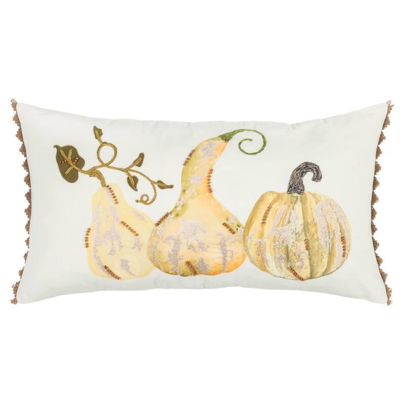 Rizzy Home Harvest Gourds Throw Pillow