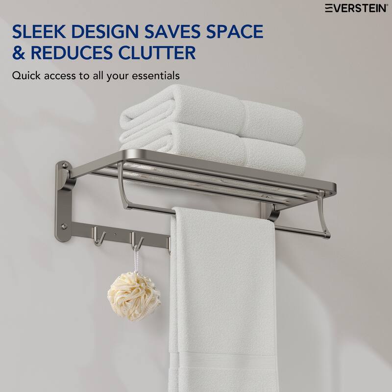 2-Tier Stainless Steel Bath Towel Rack with 5 Hooks