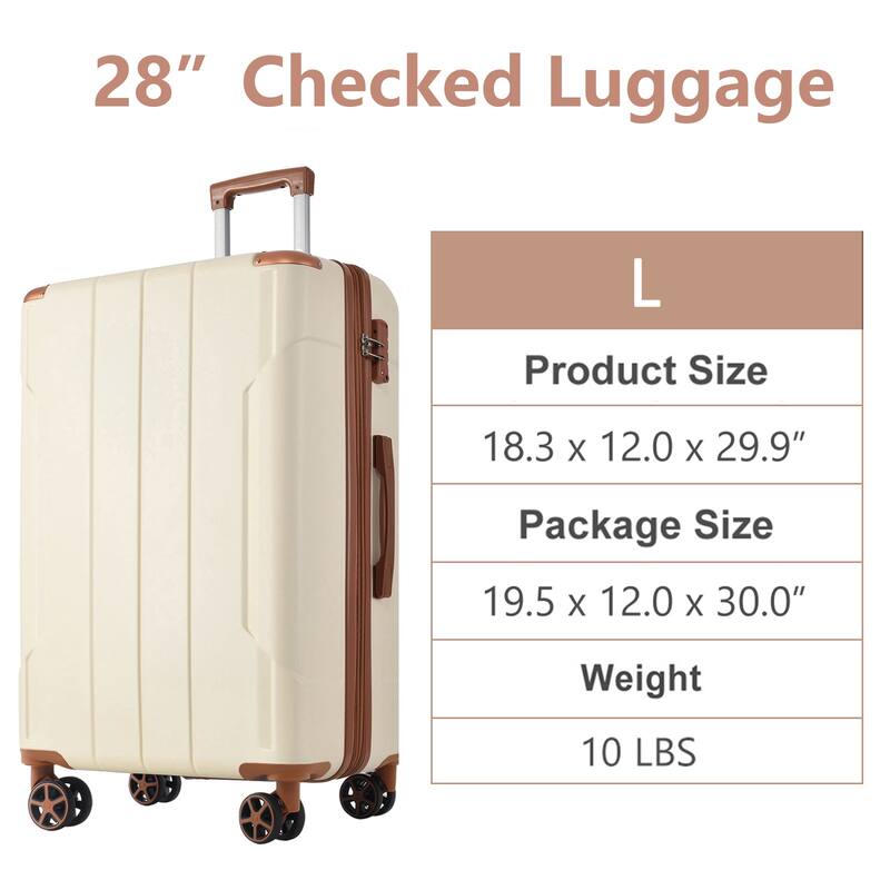 28" ABS Hardshell Lightweight Expandable Luggage with Double Wheels