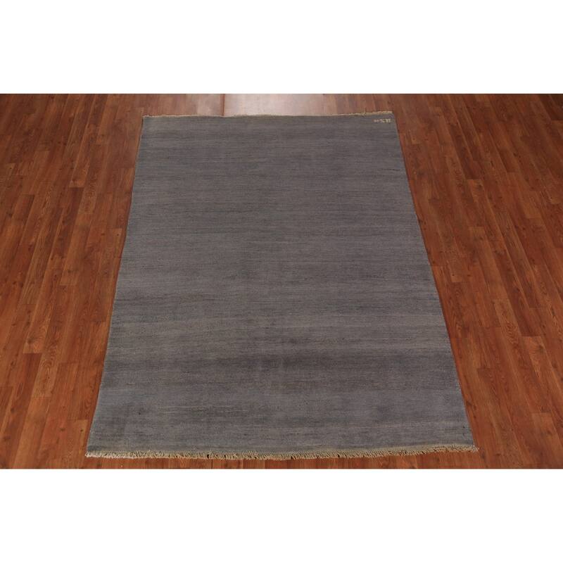 Modern Grey Gabbeh Oriental Area Rug Handmade Wool Carpet - 5'0" x 6'9"