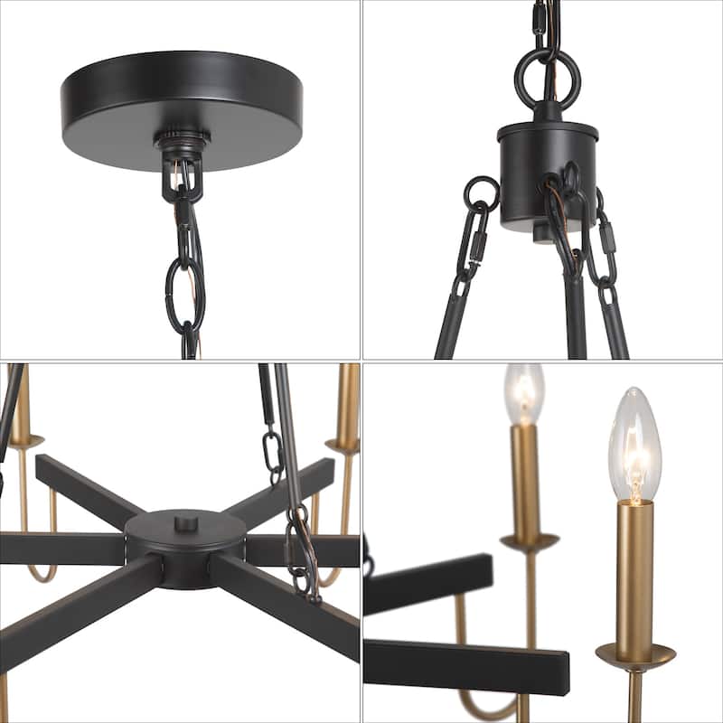 Mid-Century Modern 6-Light Wheel Chandelier French Country for Dining Room