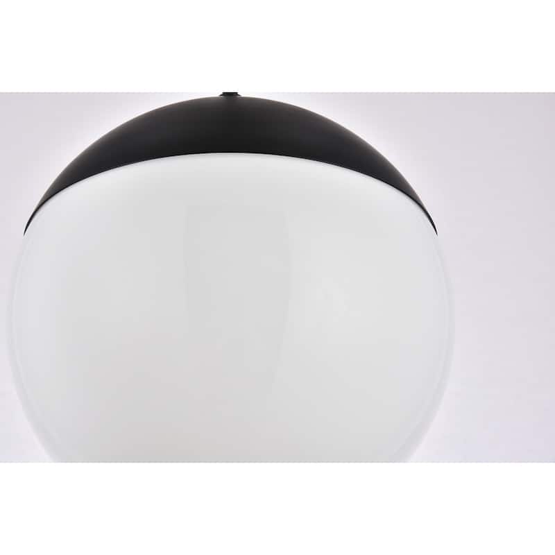 Elian 1-Light Plug in Pendant with Frosted White Shade - Black - 10" Diameter