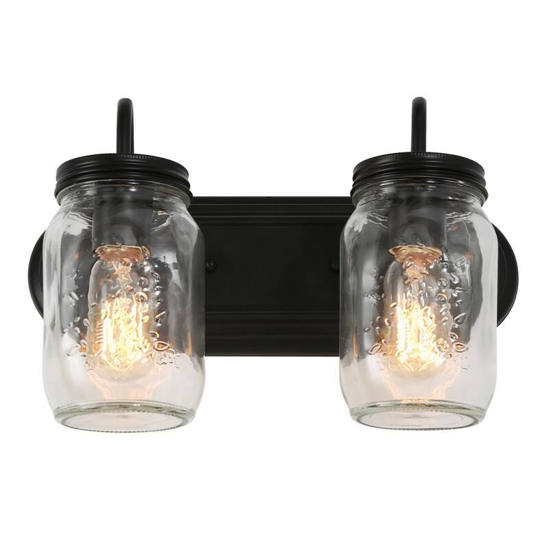 Kole 2-Light Farmhouse Glass Bathroom Vanity Light Wall Sconces - 14"L x 8.5"H