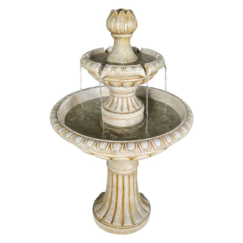 SunJet 40.5" Tall 3-Tier Pagoda Concrete Water Fountain - 40.5'' H X 25'' W X 25'' D