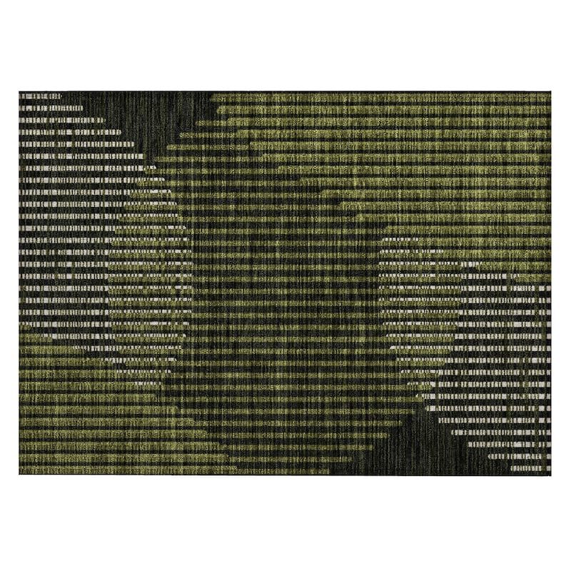 Machine Washable Indoor/ Outdoor Abstract Stripe Chantille Rug