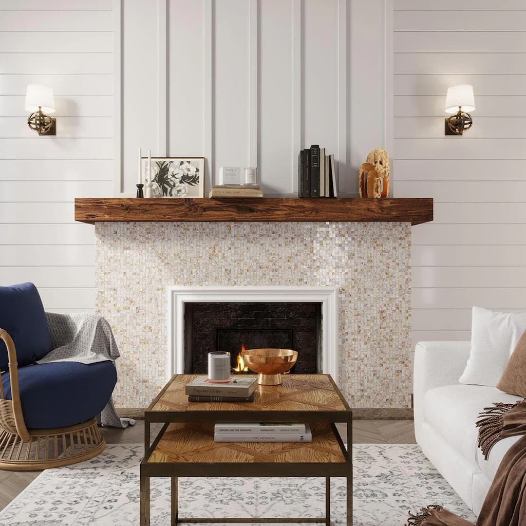 Apollo tile 12" x 12" Concha Polished White Beige Shell Mother of Pearl Tile (19.34 sq ft/case) - 20 Pack