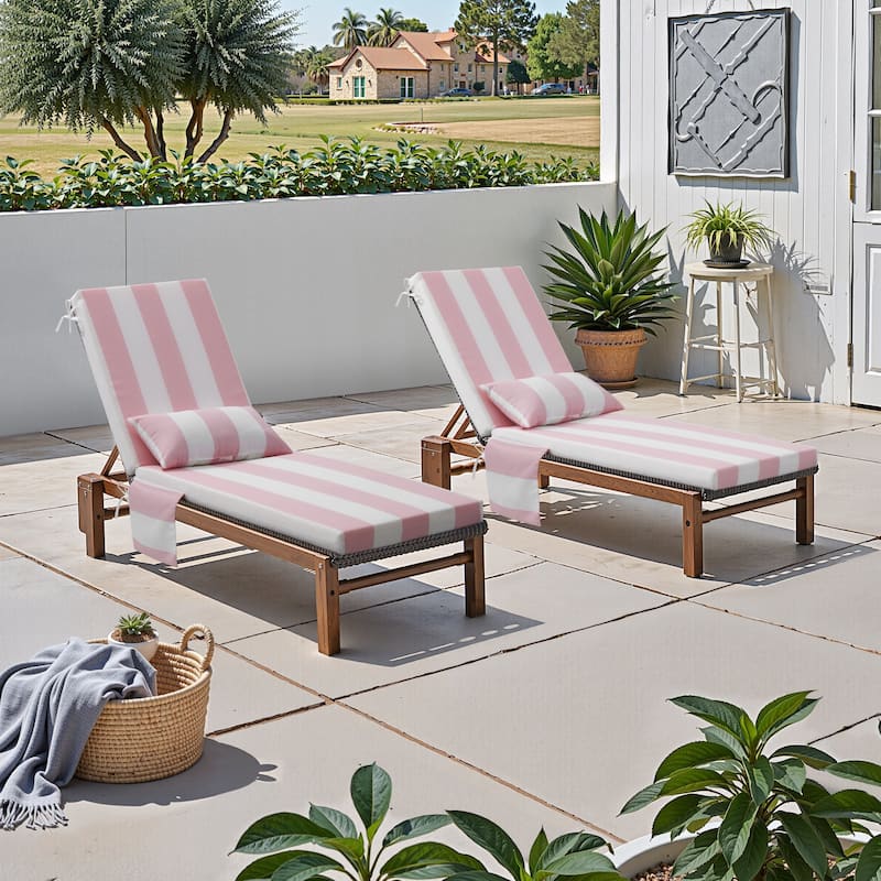 Outdoor Patio Chaise Lounge Chair Seat Cushions with Pillow