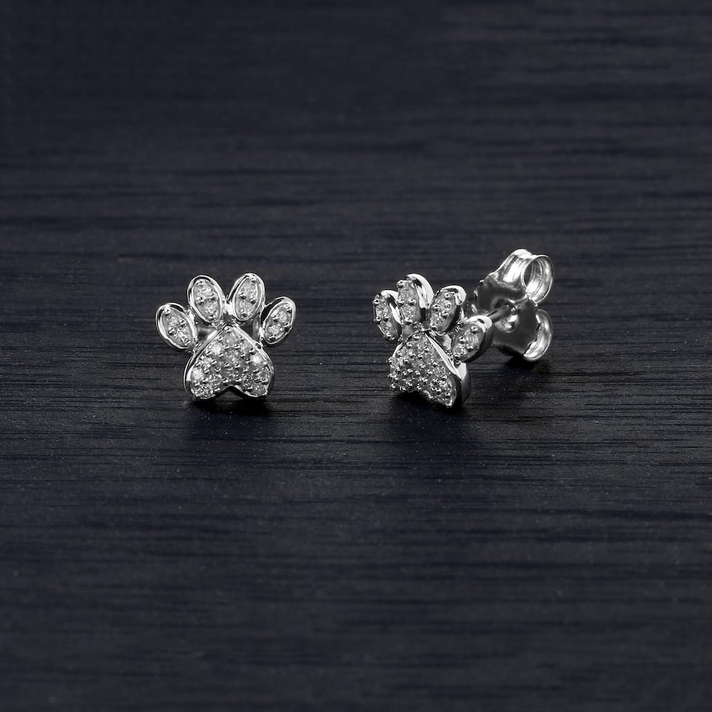 10k Gold Dog Paw Cluster Stud Earrings for Women