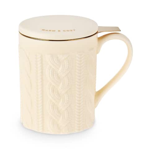 Annette Knit Ceramic Tea Mug & Infuser by Pinky Up® - White