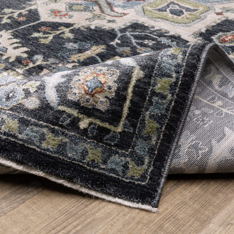 Esme Traditional Medallion Navy/ Blue Area Rug