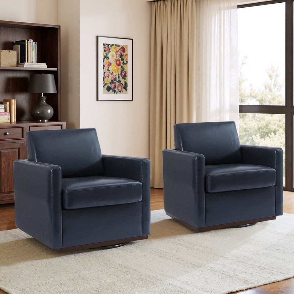 Set of 2 Modern Cozy Swivel Accent Chairs Upholstered Arm Chairs