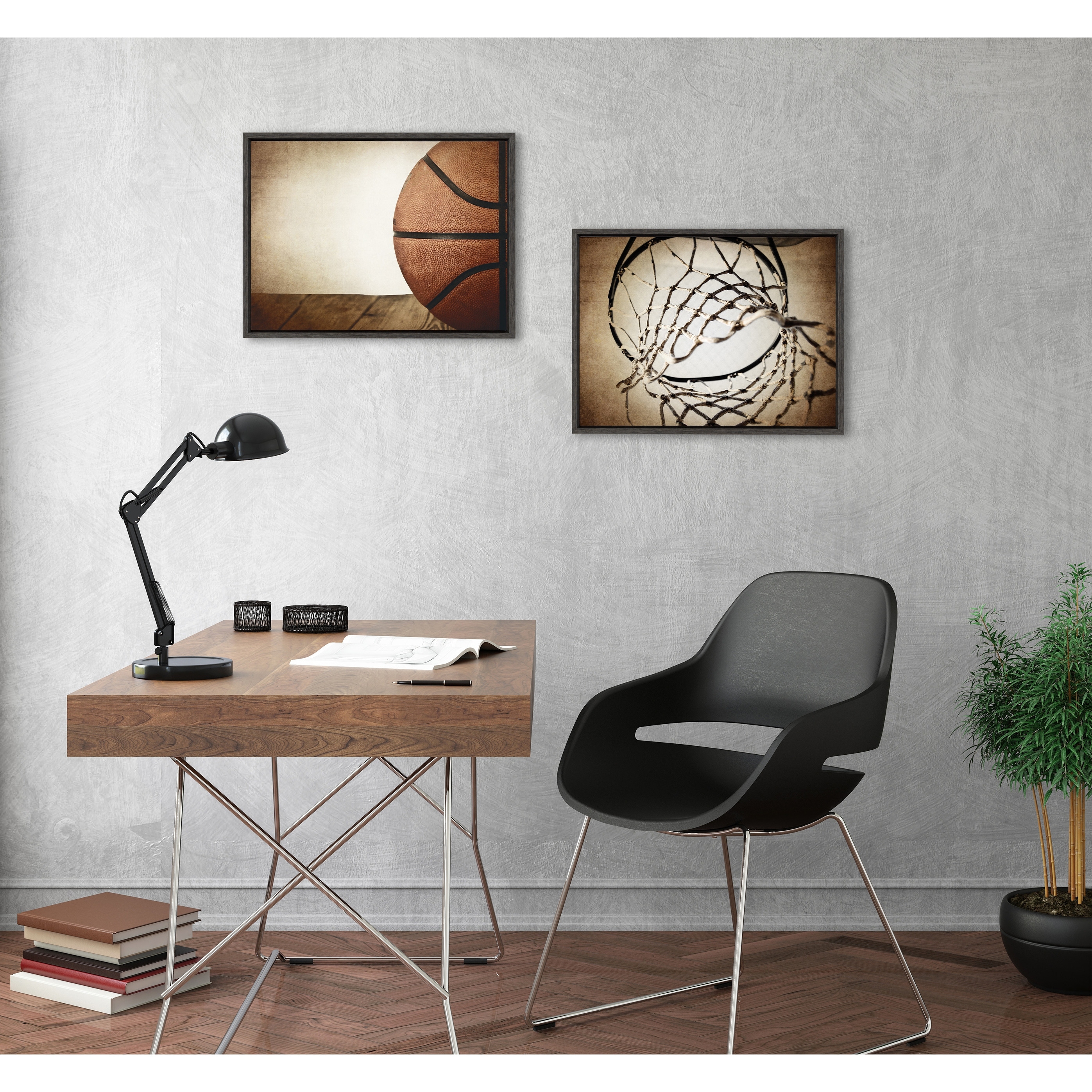 Kate and Laurel Vintage Basketball Canvas by Saint and Sailor Studios