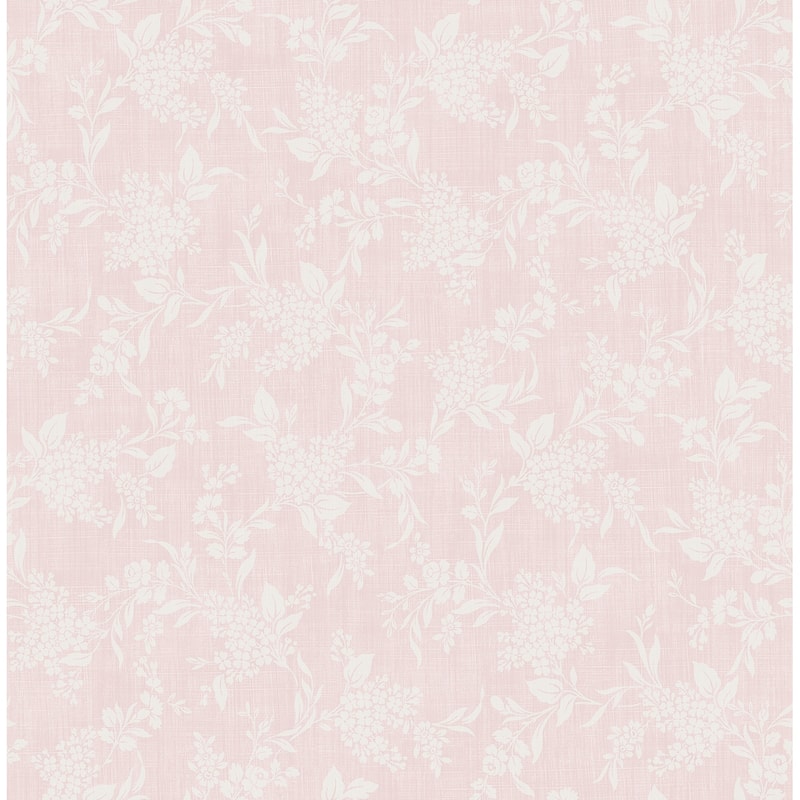 Seabrook Designs Iynes Tonal Floral Unpasted Wallpaper - 20.5 in. W x 33 ft. L - Pale Pink & Pearl