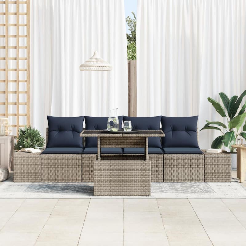 vidaXL 5 Piece Garden Sofa Set with Cushions - 115.8×24.4×27.2