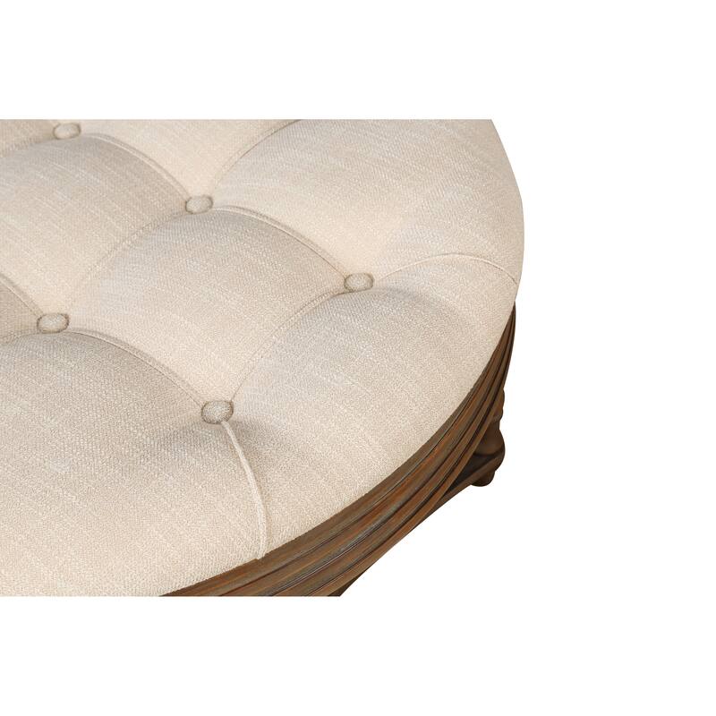 Large Round WaterProof Ottoman Coffee Table 2 Tier Oversized Button Tufted Ottoman